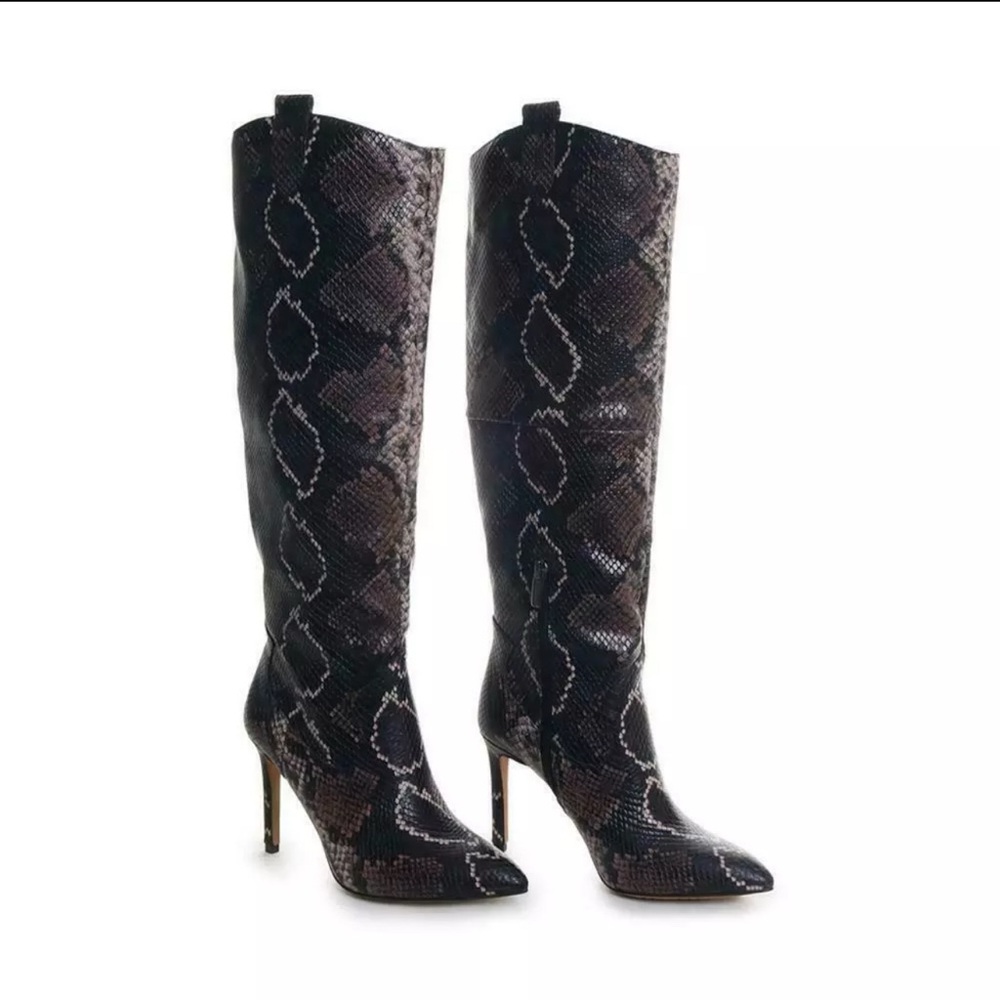 Vince Camuto Kervana Knee High Tri Color Snake Print Boots US Size 6.5